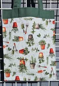 Large Market Tote with Pocket - Herbs in Pots