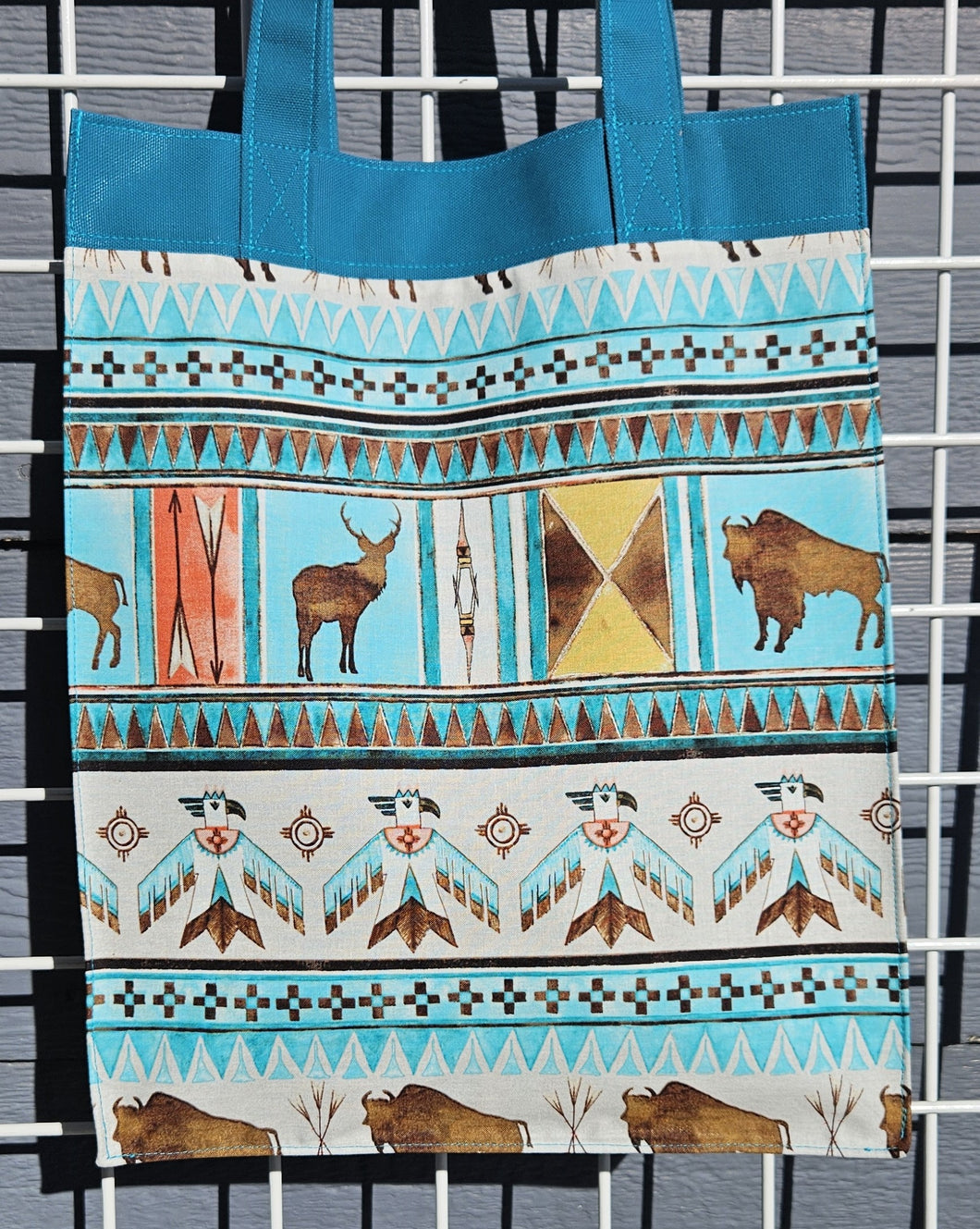 Large Market Tote with Pocket - Buffalo Totem
