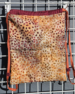 Cotton Drawstring Tote - Orange & Grey Spots Batik