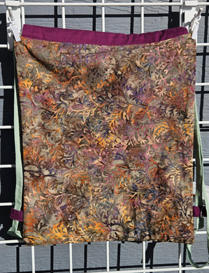 Cotton Drawstring Tote - Coral Print Batik