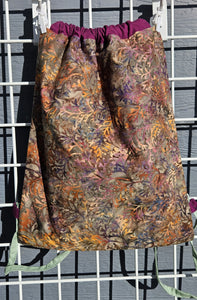 Cotton Drawstring Tote - Coral Print Batik