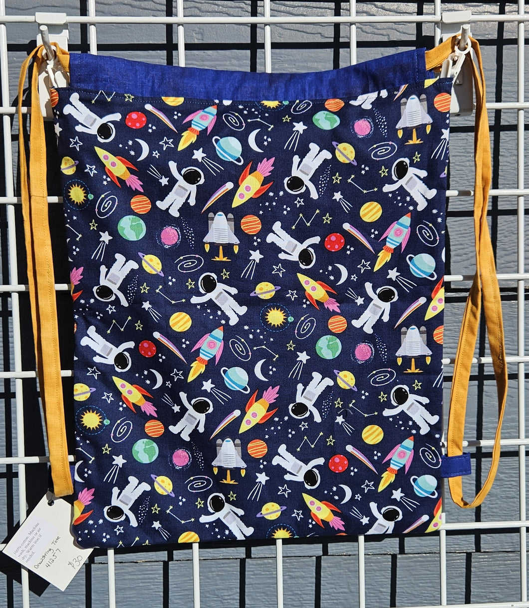 Cotton Drawstring Tote - Astronaut