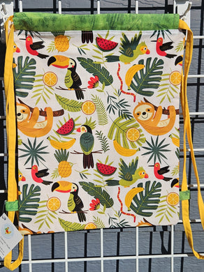 Cotton Drawstring Tote - Tropical Jungle