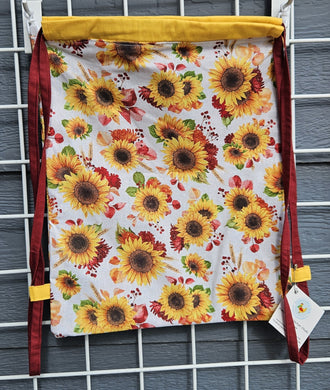 Cotton Drawstring Tote - Sunflowers & Chrysanthemums