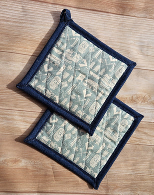 Pot Holders - Campers on Turquoise