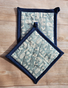 Pot Holders - Campers on Turquoise