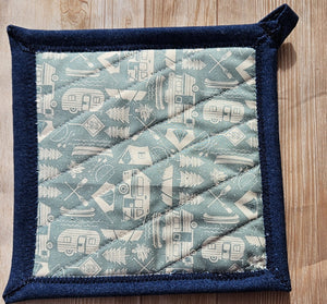 Pot Holders - Campers on Turquoise