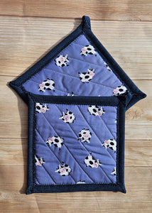 Pot Holders - Cows on Periwinkle