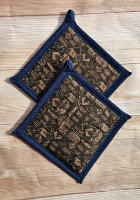 Pot Holders - Campers on Brown