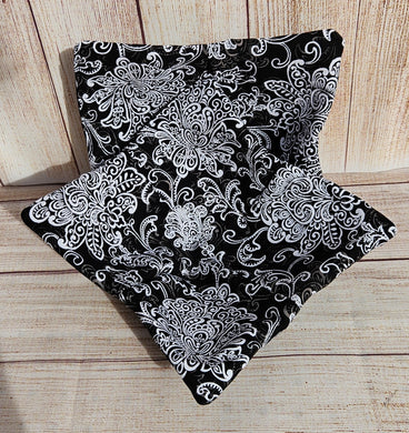 Bowl Cozies - White Flowers on Black
