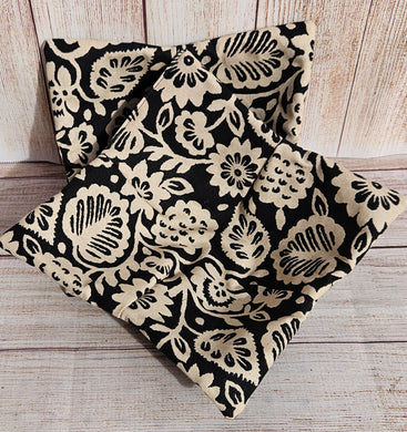 Bowl Cozies - Cream Flowers on Black