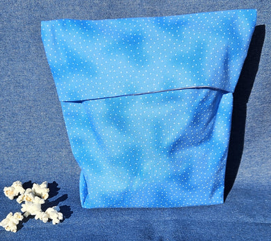 Reusable Popcorn Bag - Blue Ombre with Dots