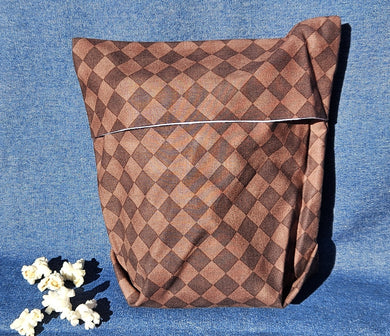 Reusable Popcorn Bag - Brown Check