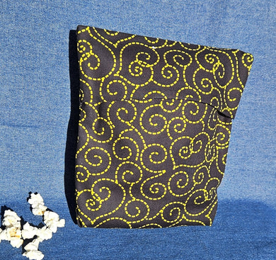 Reusable Popcorn Bag - Gold on Black