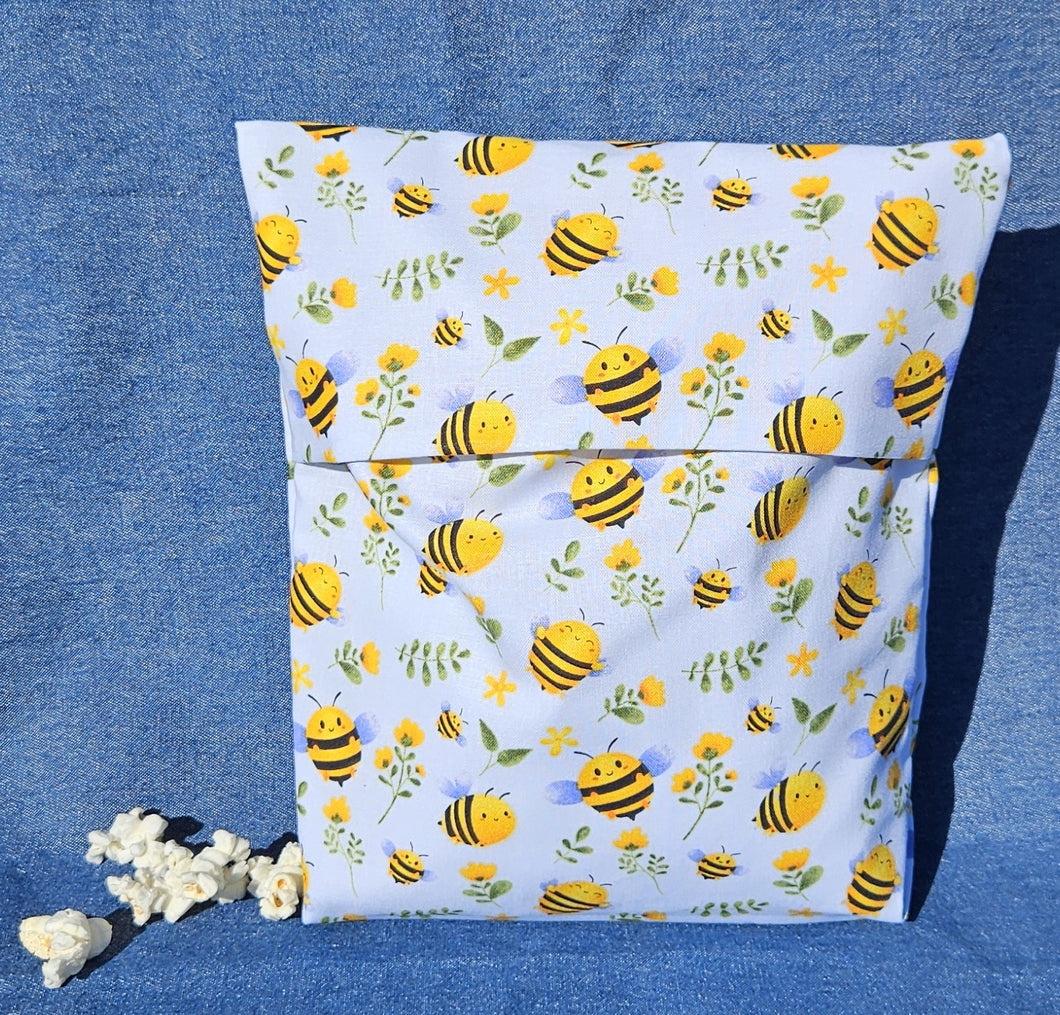 Reusable Popcorn Bag - Fat Bees and Flowers