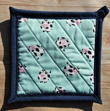 Load image into Gallery viewer, Pot Holders - Cows on Turquoise