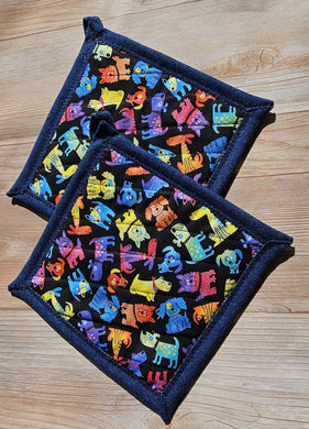 Pot Holders - Rainbow Dogs