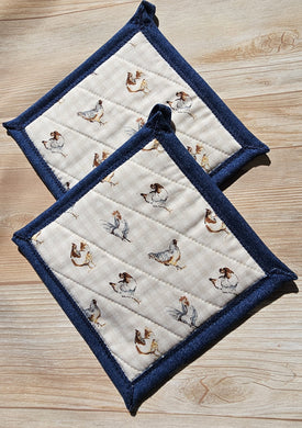 Pot Holders - Chickens on Gingham
