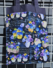 Load image into Gallery viewer, Large Market Tote with Pocket - Pansies and Vases