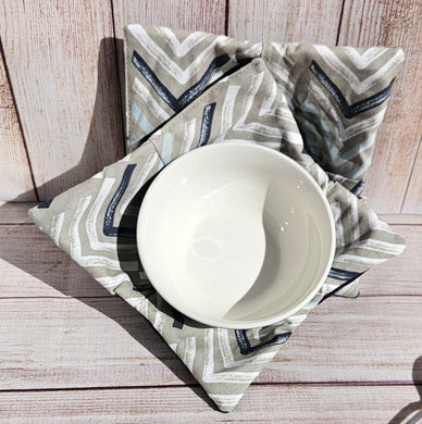 Bowl Cozies - Navy/Tan Chevron