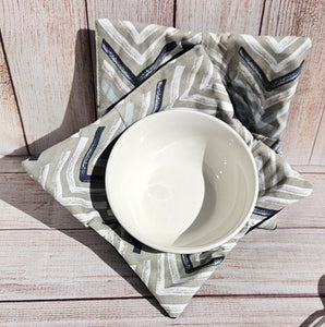 Bowl Cozies - Navy/Tan Chevron