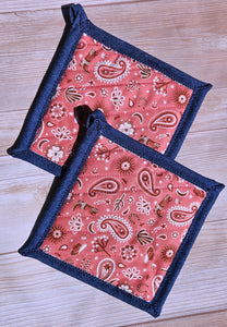 Pot Holders - Pink Desert Bandana