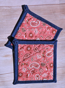 Pot Holders - Pink Desert Bandana
