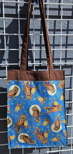 Large Market Tote with Pocket - Owl moon