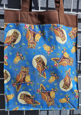Large Market Tote with Pocket - Owl moon