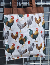 Load image into Gallery viewer, Large Market Tote with Pocket - Chicken on Newsprint