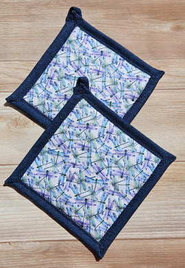 Pot Holders - Purple Dragonflies
