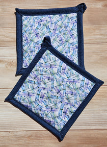 Pot Holders - Purple Dragonflies