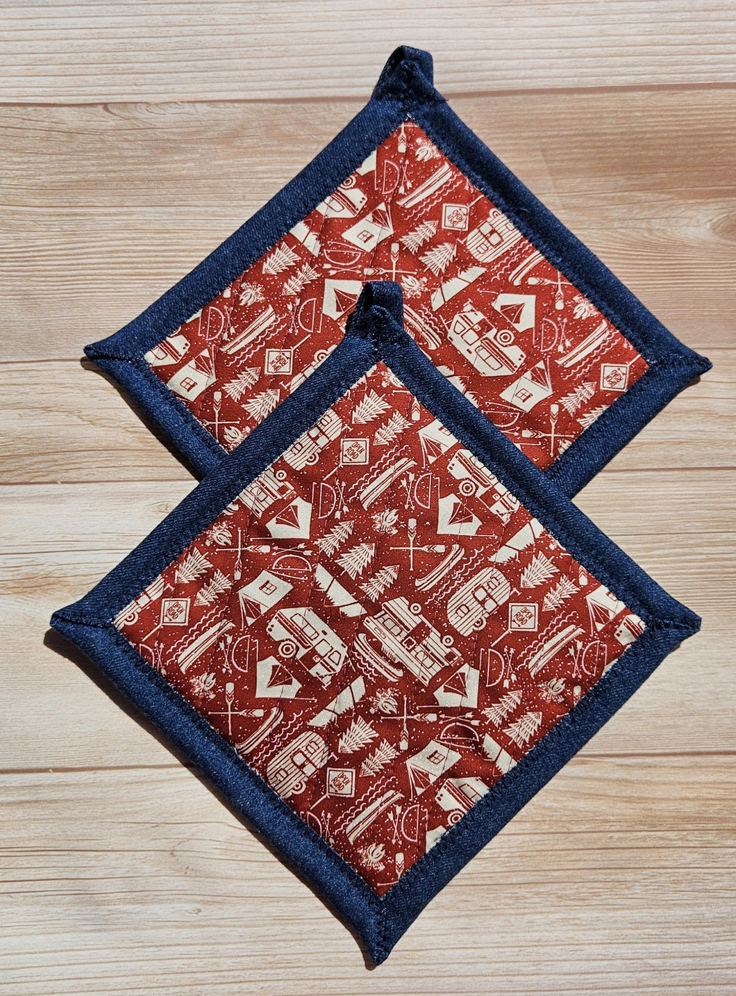 Pot Holders - Campers on Rust