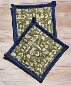 Pot Holders - Campers on Green