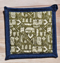 Load image into Gallery viewer, Pot Holders - Campers on Green