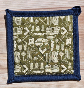 Pot Holders - Campers on Green