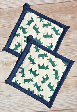Pot Holders - Green Moose
