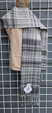 Load image into Gallery viewer, Handwoven Scarf - Gray Plaid Peruvian Wool