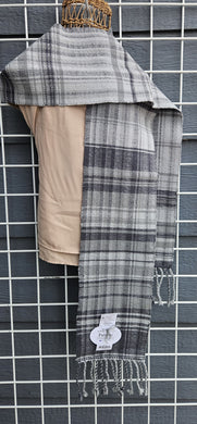 Handwoven Scarf - Gray Plaid Peruvian Wool