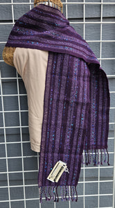 Handwoven Scarf - Purple Stripe w/ Blue Alpaca & Wool