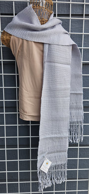 Handwoven Scarf - Blue Grey Wool