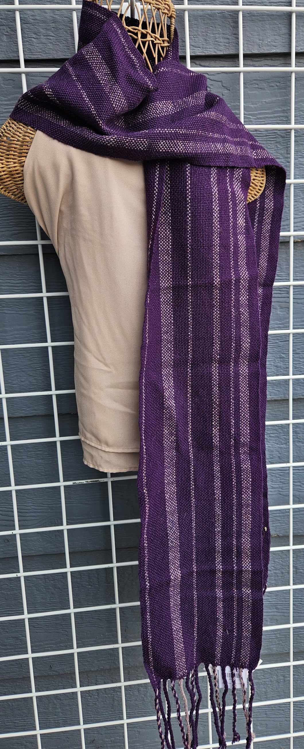 Handwoven Scarf - Purple Stripe Peruvian Wool