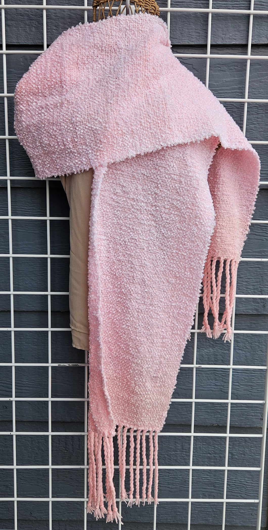Handwoven Scarf - Pink Boucle
