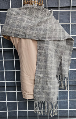 Handwoven Scarf - Grey with Silver Accents