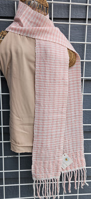 Handwoven Scarf - Pink and White Plaid