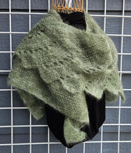 Load image into Gallery viewer, Hand Knitted Shawl - Green Mohair