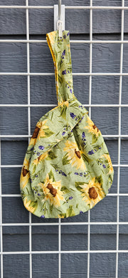 Large Knot Tote - Sunflowers on Green