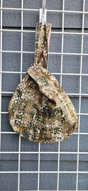 Large Knot Tote - Dark Green & Brown Abstract