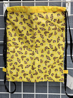 Cotton Drawstring Tote - Monarch Butterflies