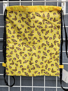 Cotton Drawstring Tote - Monarch Butterflies